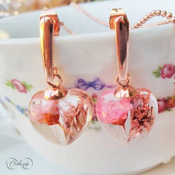 Rosé álom szív fülbevaló