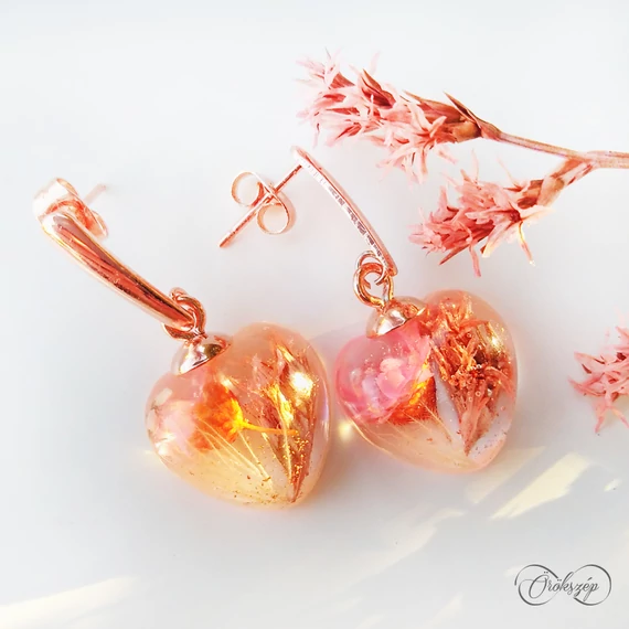 Rosé álom szív fülbevaló