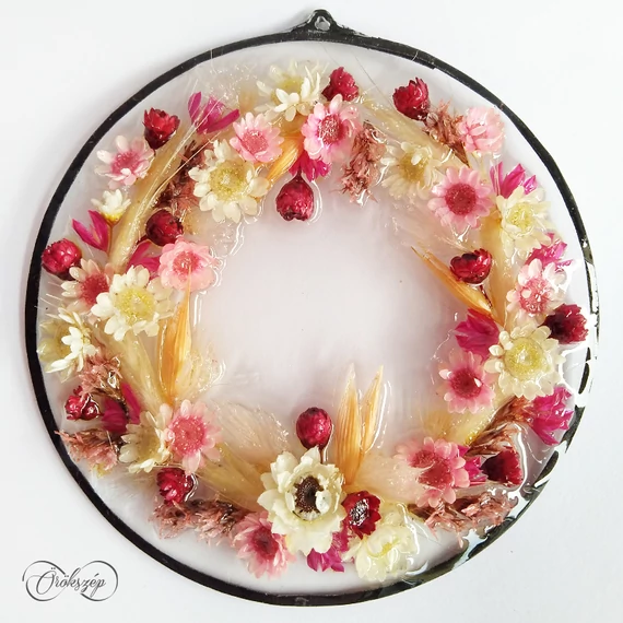 Pink virágkoszorú kicsi falikép