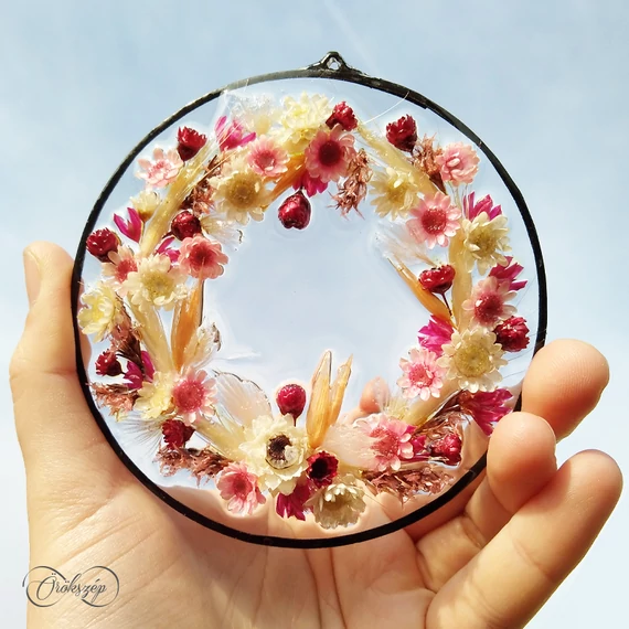 Pink virágkoszorú kicsi falikép