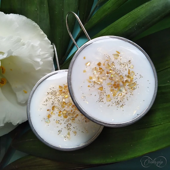 fehérarany csillogó nagy kör fülbevaló