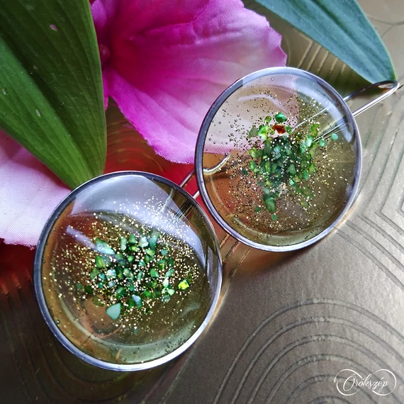 GALAKTIKA olivazöld fülbevaló