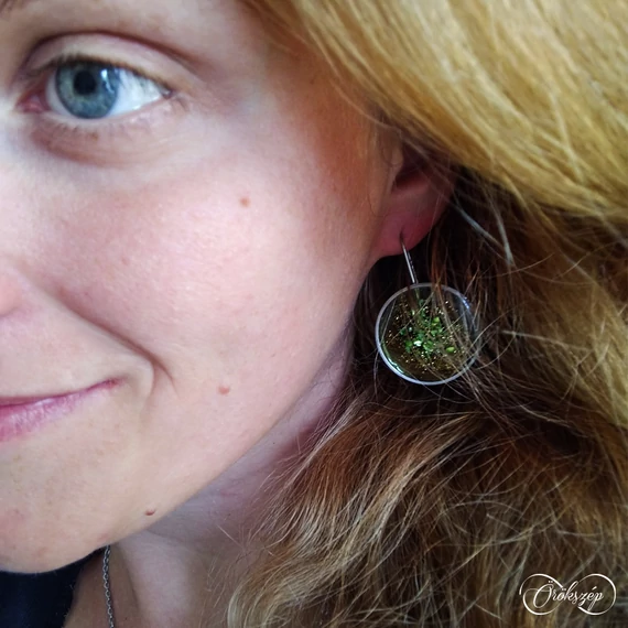 GALAKTIKA olivazöld fülbevaló