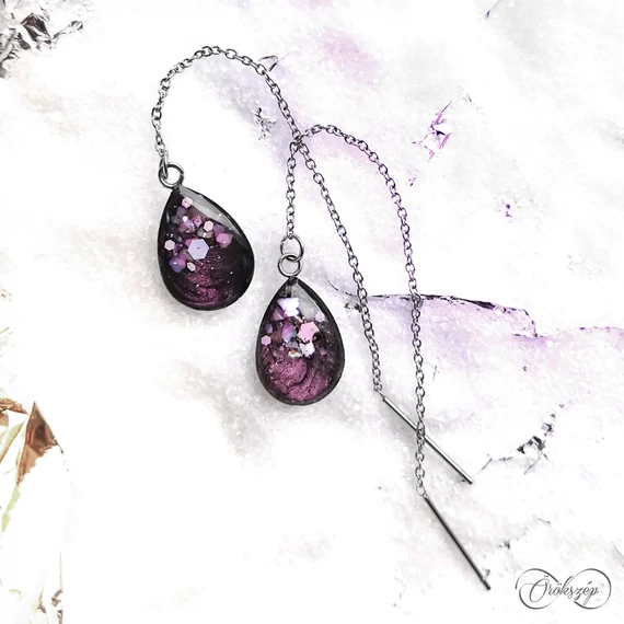 sötétpink fülbevaló